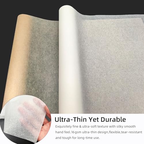 Reelartisy 9.4x787 Art Paper Roll, 16gsm Bamboo Fiber Tracing Paper, Ultra-Thin Translucent Antiquedfor Cyanotype, Calligraphy & Lanterns, Includes Storage Tube